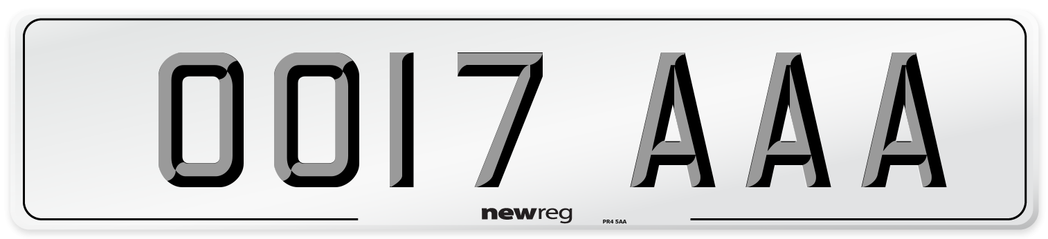 OO17 AAA Number Plate from New Reg